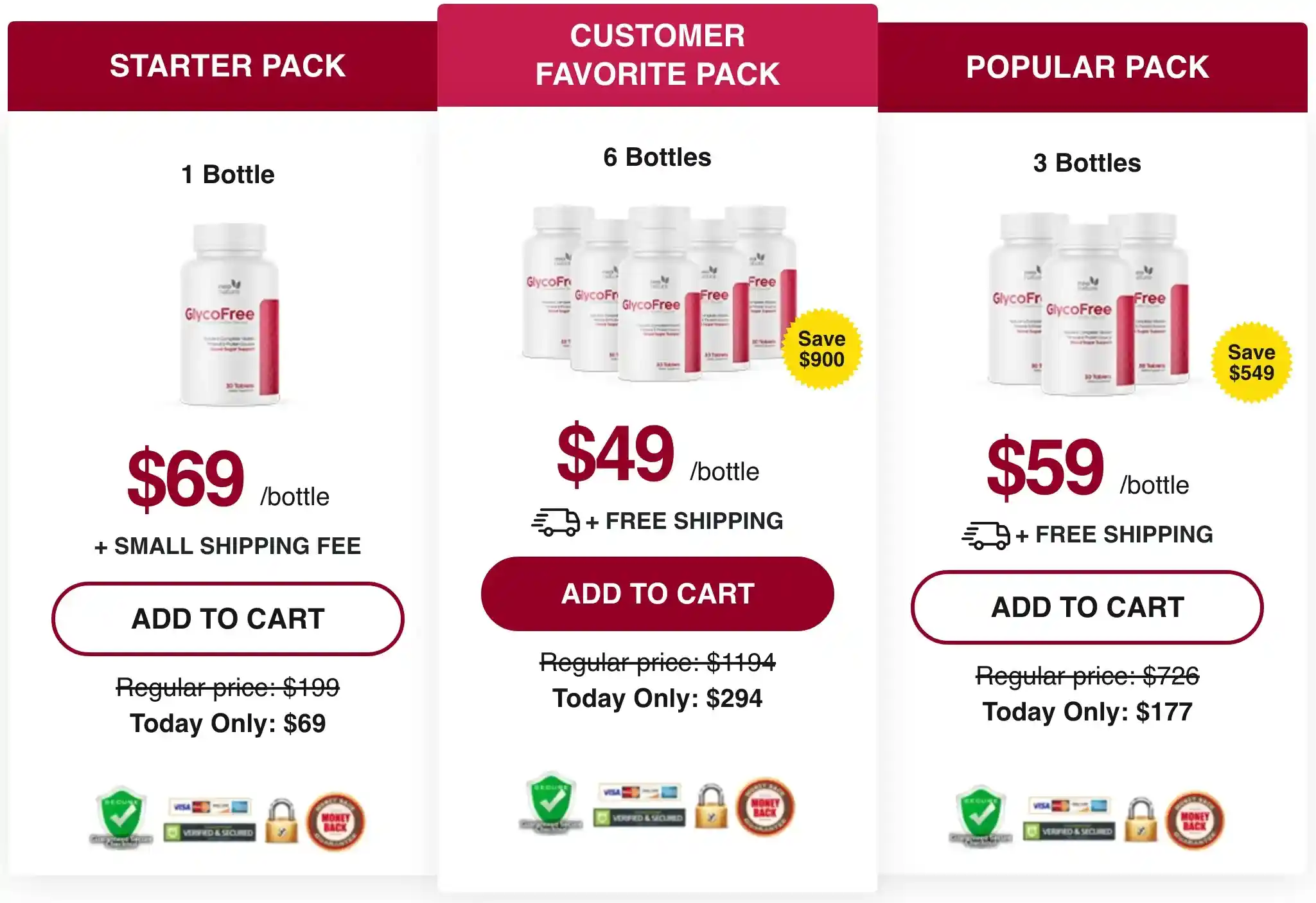 GlycoFree Pricing — 6-Bottle Best Value $49/Bottle — Free US Shipping — 90-Day Guarantee