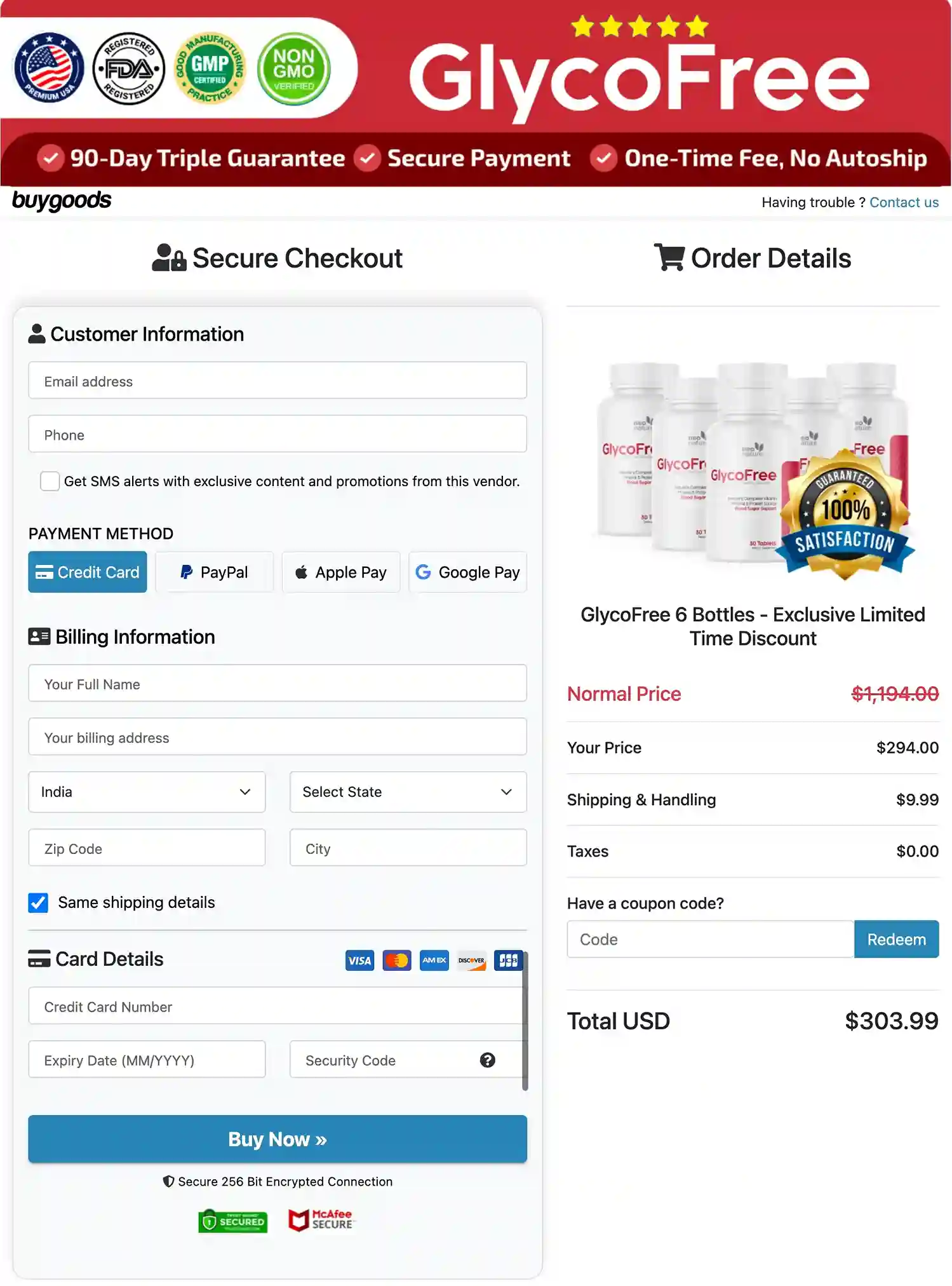 GlycoFree Final Pricing — Choose Your Package — 90-Day Guarantee